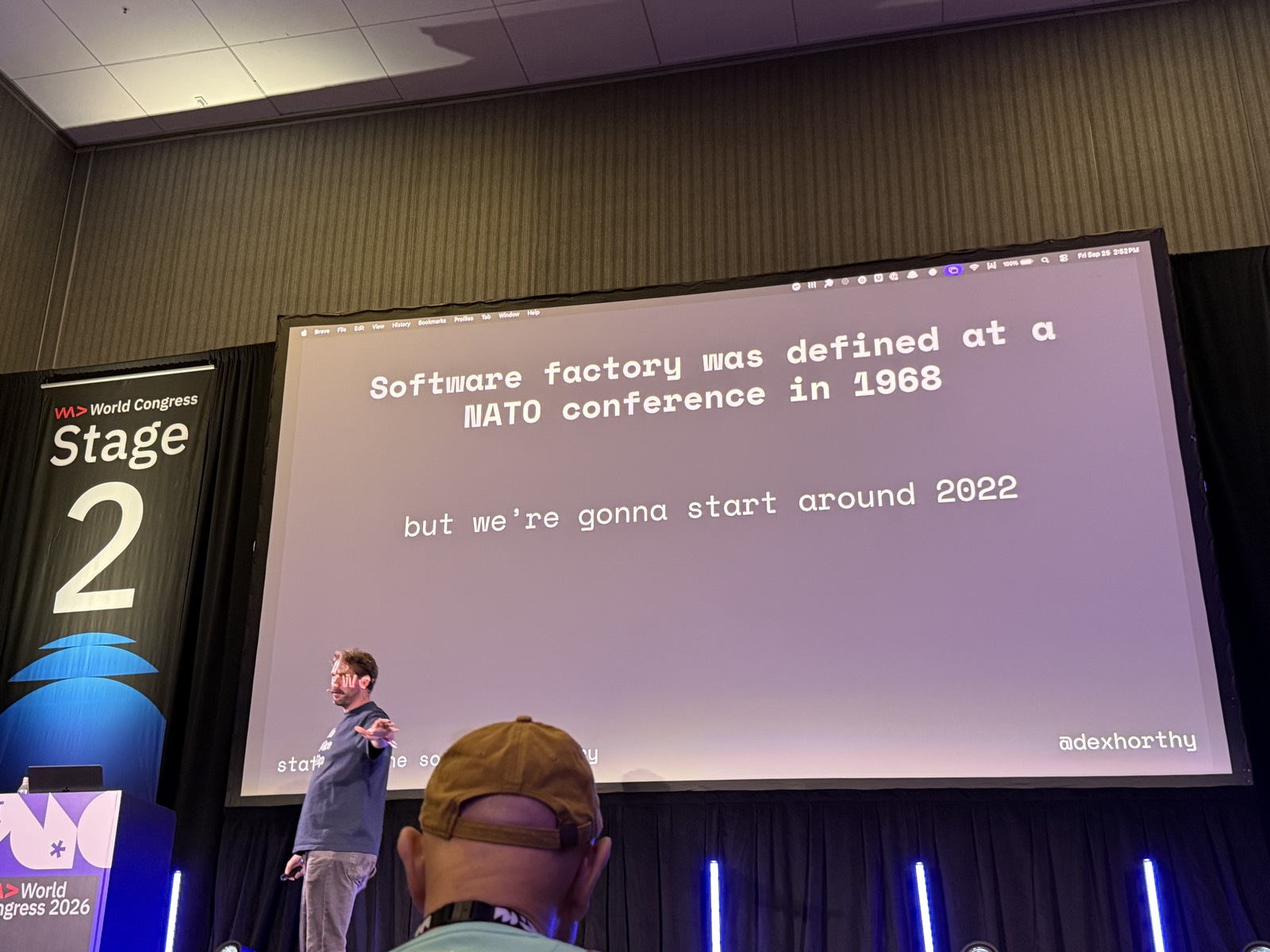 Slide Software factory was defined at a NATO conference in 1968, but we're gonna start around 2022